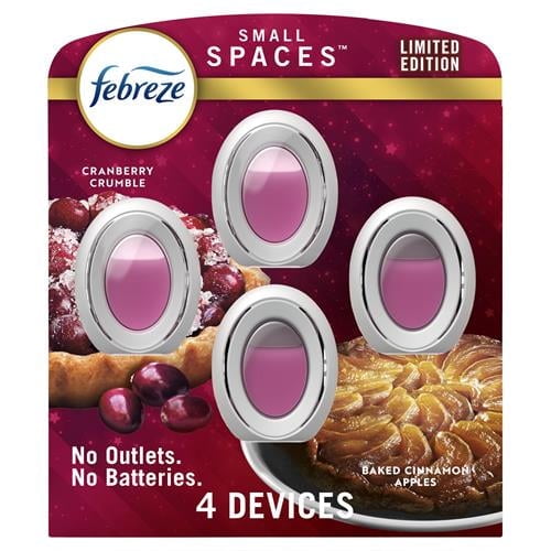 Febreze Small Spaces Air Freshener, Odor-Fighting, Plug In Alternative, For Home And Bathroom And Kitchen, Closet Air Fresheners, Baked Cinnamon Apples & Cranberry Crumble Scent, 1 Count - Pack of 2