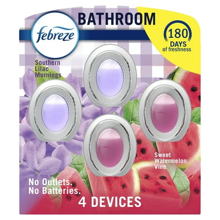 Febreze Small Spaces Air Freshener, Odor-Fighting, Sweet Watermelon & Southern Lilac Scent, 4 Count