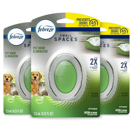 Febreze Small Spaces Air Freshener, Pet Odor Eliminator Fresh, 3 ct
