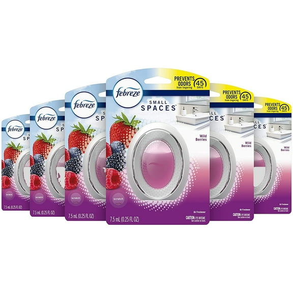 Febreze Small Spaces Air Freshener Wild Berries Odor Eliminator for Strong Odors (Pack of 6)