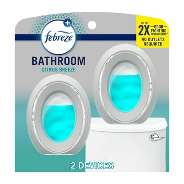 Febreze Bathroom Air Freshener, Small Spaces Odor Fighter, Citrus Breeze, 2 Count