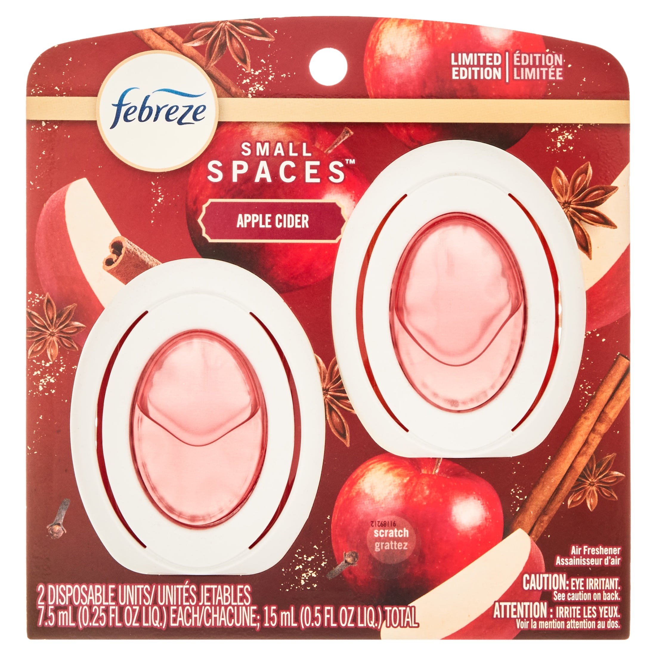 Febreze Small Spaces Holiday Air Freshener Apple Cider Scent, .25 fl oz