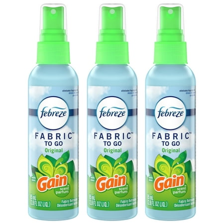 Febreze To Go Fabric Odor-Eliminating Refresher with Gain Original Scent, 2.8 Fl Oz, 3 Pack