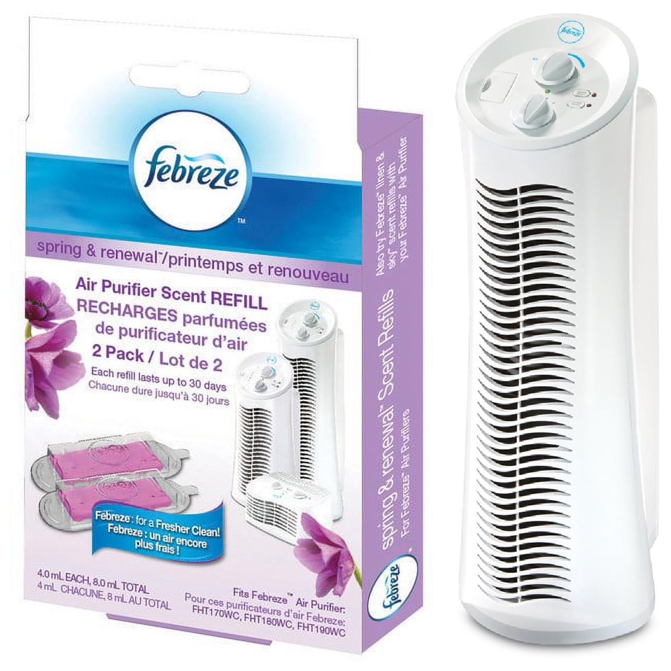 Febreze Tower Air Purifier with Spring &amp; Renewal Scent Cartridge Bundle