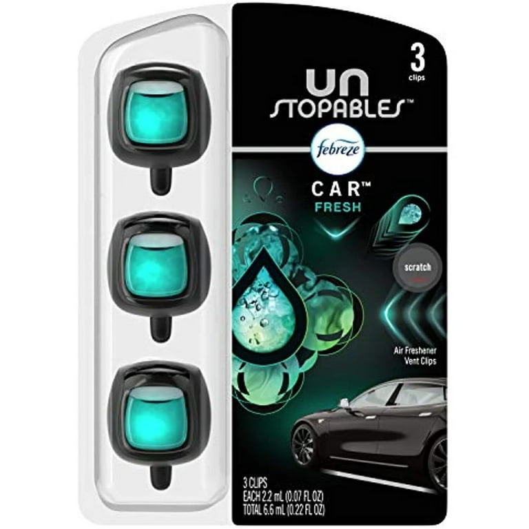 Unstopables Car Air Freshener, Fresh, Vent Clips - 3 pack, 2.2 ml clips