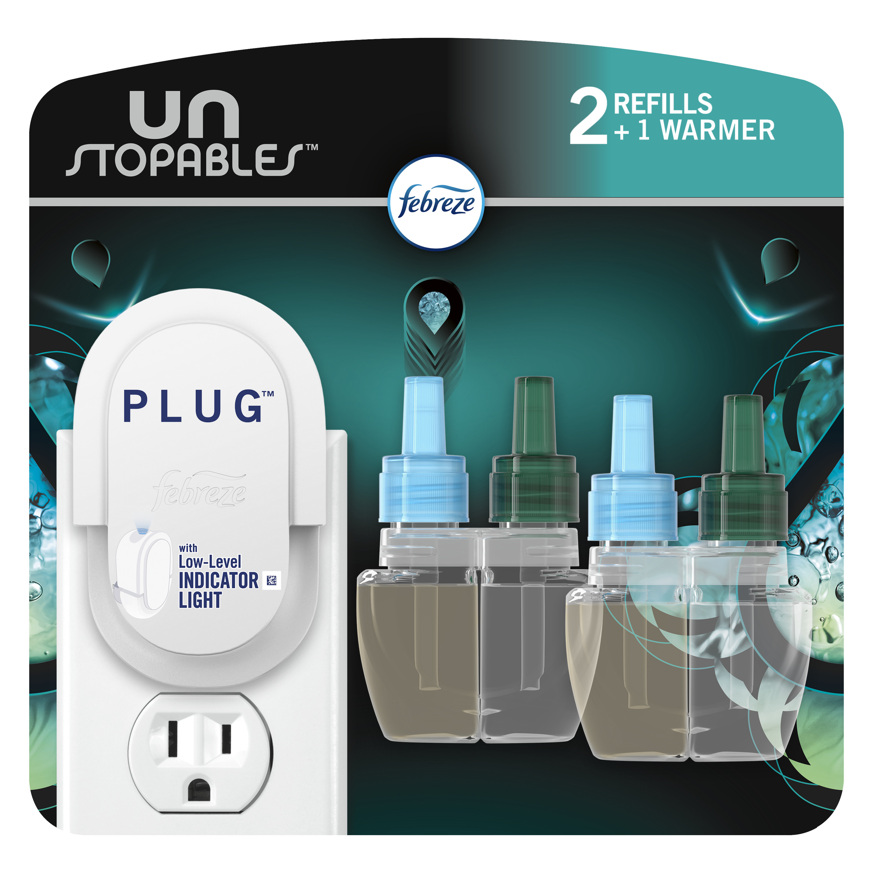 Febreze Unstopables Plug Air Freshener Fresh Starter Kit & (2) .87 fl