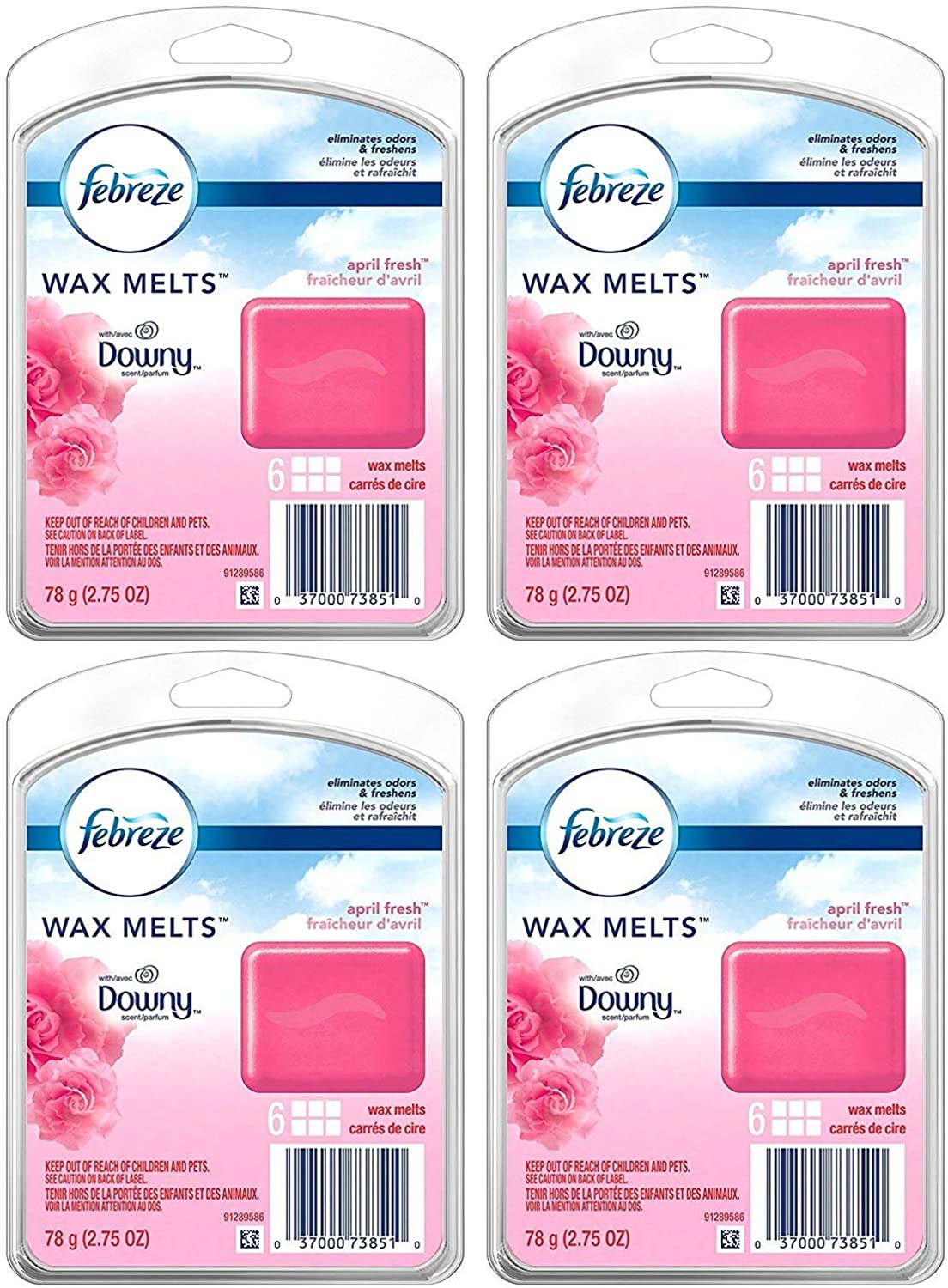 Wax Melts Air Freshener - with Downy April Fresh Scent - Net Wt. 2.75 oz (78 g) per Package - Pack of 4 Packages
