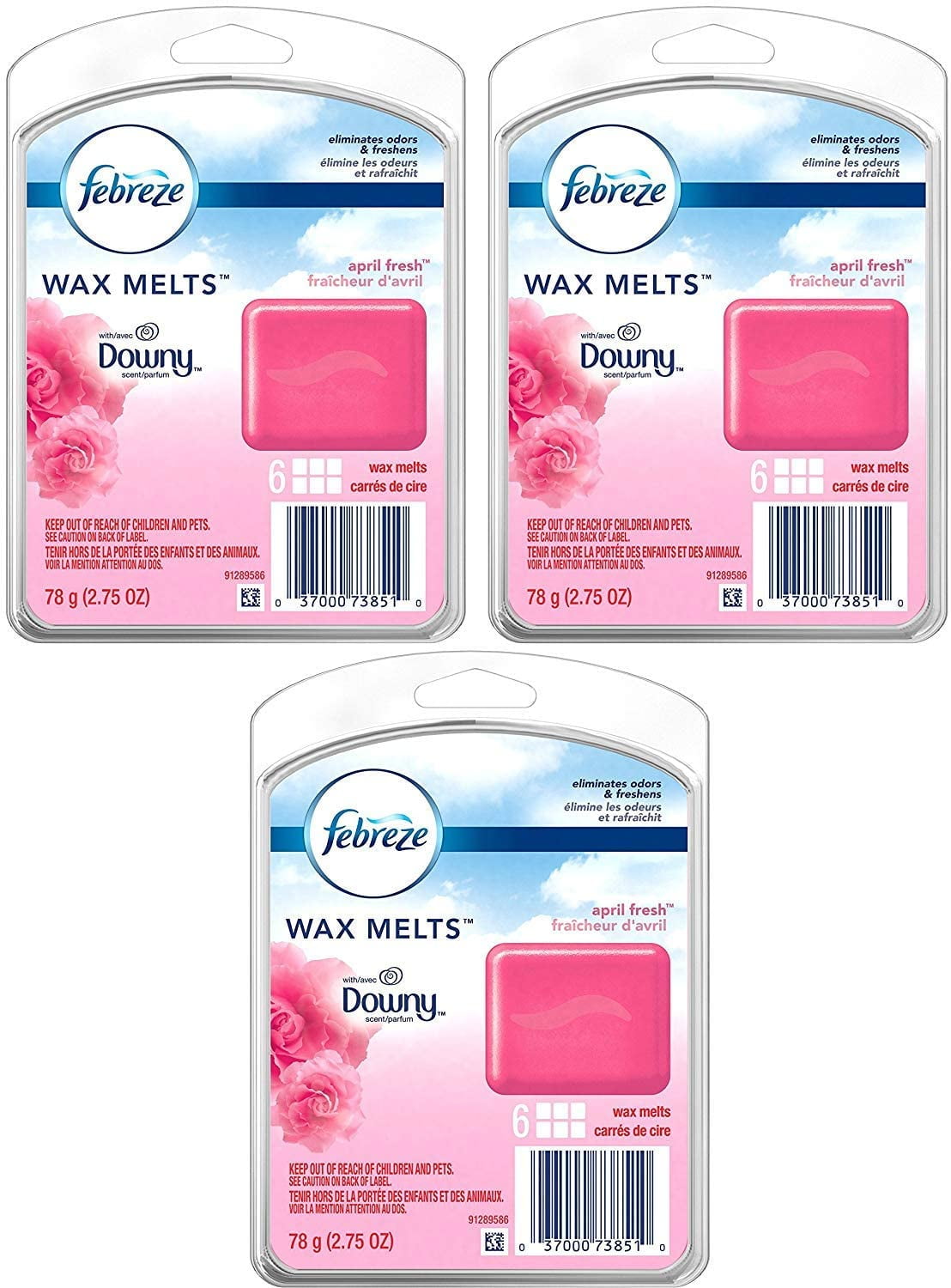 Febreze Wax Melts Air Freshener - With Downy April Fresh Scent - Net Wt. 2.75 OZ (78 g) Per Package - Pack of 3 Packages, Febreze Wax Melts Air Freshener By Visit the Febreze Store