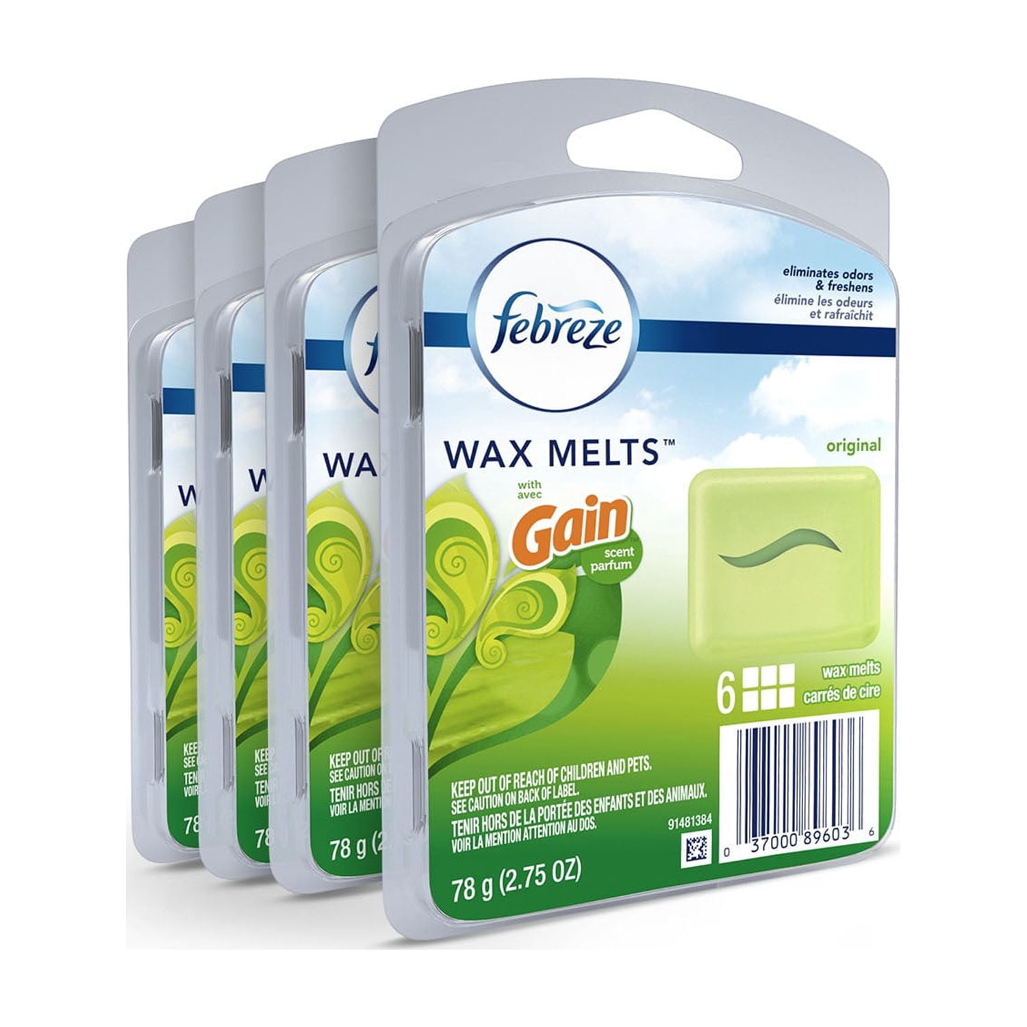 Febreze Wax Melts Air Freshener, Gain Original Scent, (4 packs, 6 count each)