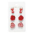 thumbnail image 1 of February 14 Festive Wooden Studs Earrings 6-Piece Set Personalized Heart-Shaped Rose Earring Set Gift Earrings For Women, 1 of 6