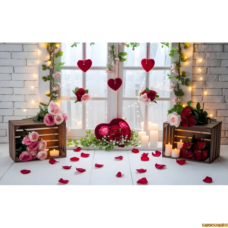 February Backdrop Roses February 14 Valtine's Day Red Rose Flower Photography Backdrop tic ...
