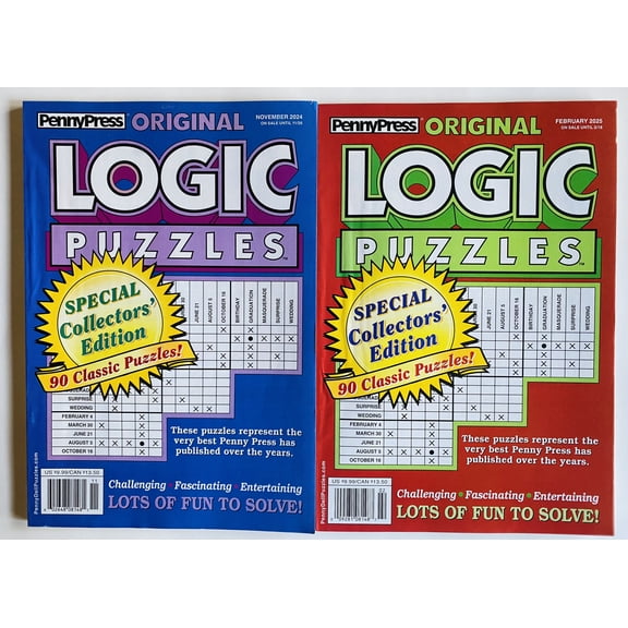 February 2025 and November 2024 of Original Logic Problem Puzzles from the Penny Press Variety
