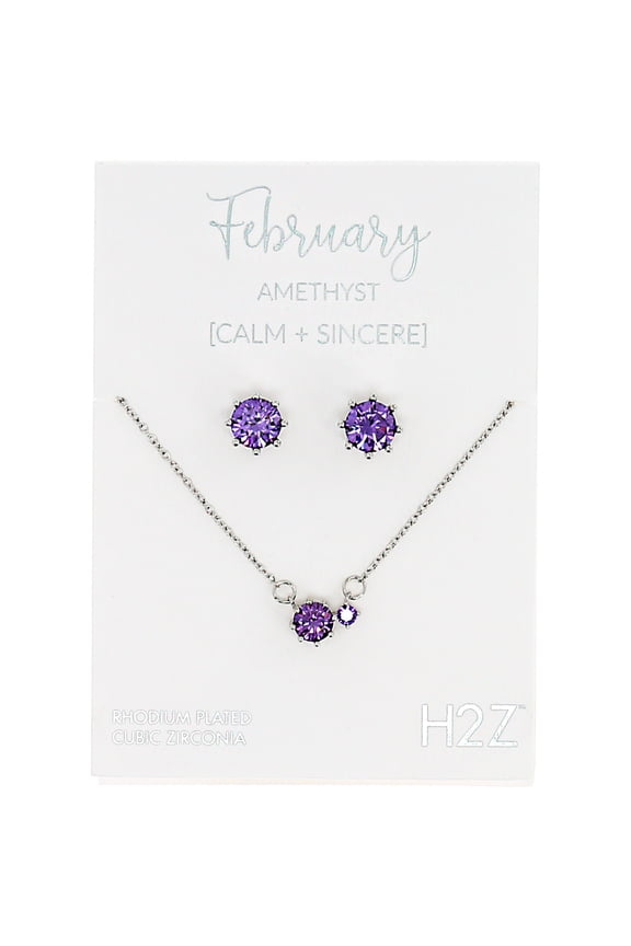 Company - February Amethyst - 16.5"-18.5" Birthstone Jewelry Gift Set