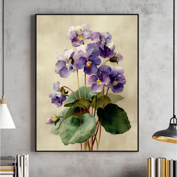 February Birth Flower Wall Art Violet Flower Print Primrose Art February Birthday Gift Botanical Poster