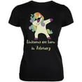 thumbnail image 1 of February Birthday Dabbing Unicorn Sunglasses Juniors Soft T Shirt Black 2XL, 1 of 1