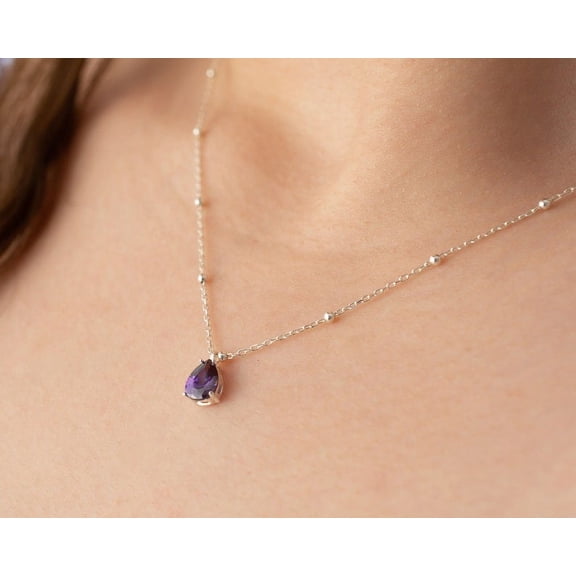 February Birthstone, Amethyst Necklace, Ball Chain Necklace, Birthstone Necklace, February Birthday, Birthstone Jewelry, February Necklace