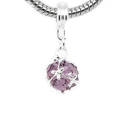 February Birthstone Charm or Snake Chain Bracelet