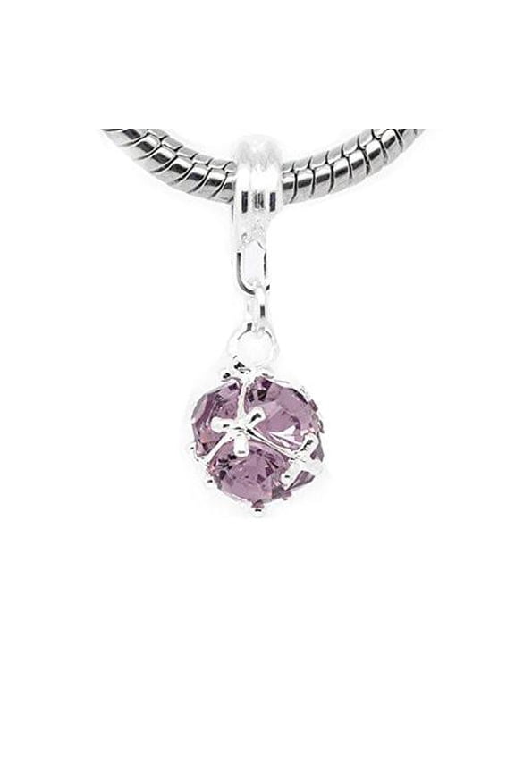 February Birthstone Charm or Snake Chain Bracelet