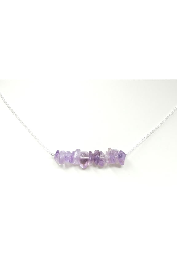 February Birthstone Lavender Amethyst Chip Bar Necklace