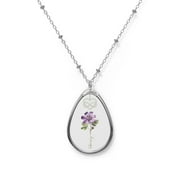 February Infinity Birth Month Flower Oval Necklace Jewelry Gift for Her