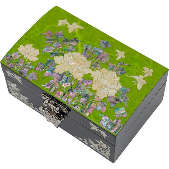 February Mountain Mother of Pearl Small Jewelry Box with mirror lid, Jewelry Storage Organizer for Earring, Necklace, Rings, Bracelet & Accessories, Gifts for women who has everything