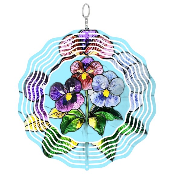 February Violet Birth Flower Metal Wind Spinner, Spring Floral Decor