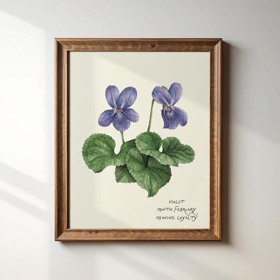 February Violet Birth Month Flower Illustration Print Art Print Trendy Decor Abstract Vintage Painting Wall Art Modern Wall Decor For Living Room Art