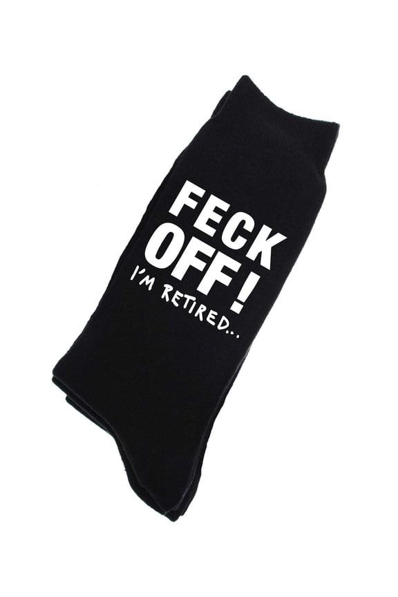 Feck Off I'm Retired Mens Black Socks Present Gift Retirement Dad Husband Grandad Uncle