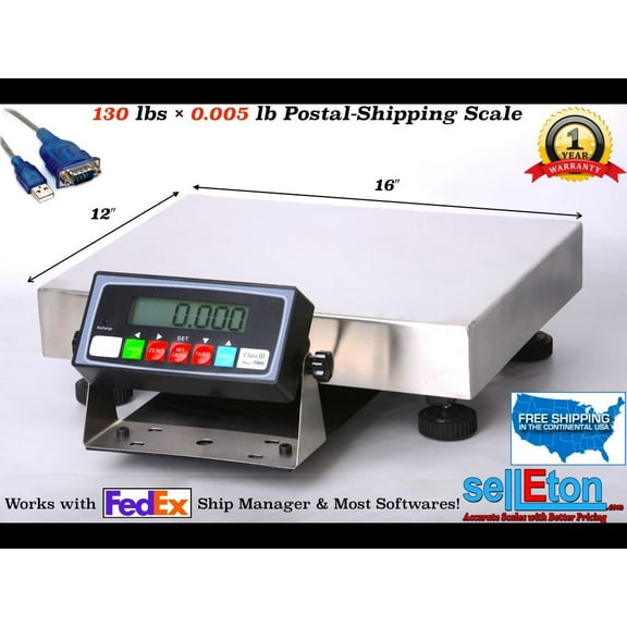 Fed ex Shipping Scale / Postal scale 130 lbs x .005 lb with USB cable