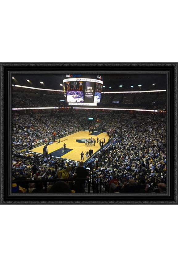 FedEx Forum 36x28 Large Black Ornate Wood Framed Canvas Art - Home of the Memphis Grizzlies