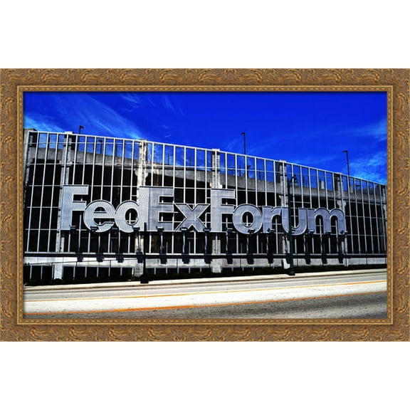 FedEx Forum 40x26 Large Gold Ornate Wood Framed Canvas Art - Home of the Memphis Grizzlies