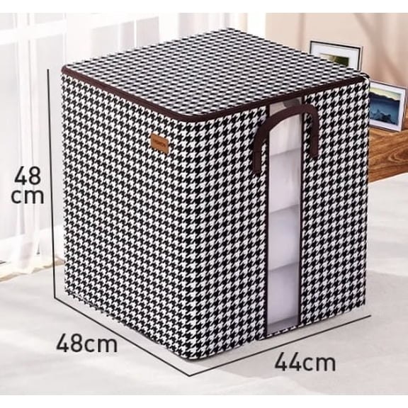 Fedaniele Checkered Foldable Linen Medium Capacity Storage Zipper Box with Lid for Clothes Organizer Laundry Box