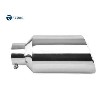 Fedar 4" Inlet 7" Outlet 15" Long Rolled End Angle Cut Exhaust Tailpipe Tip