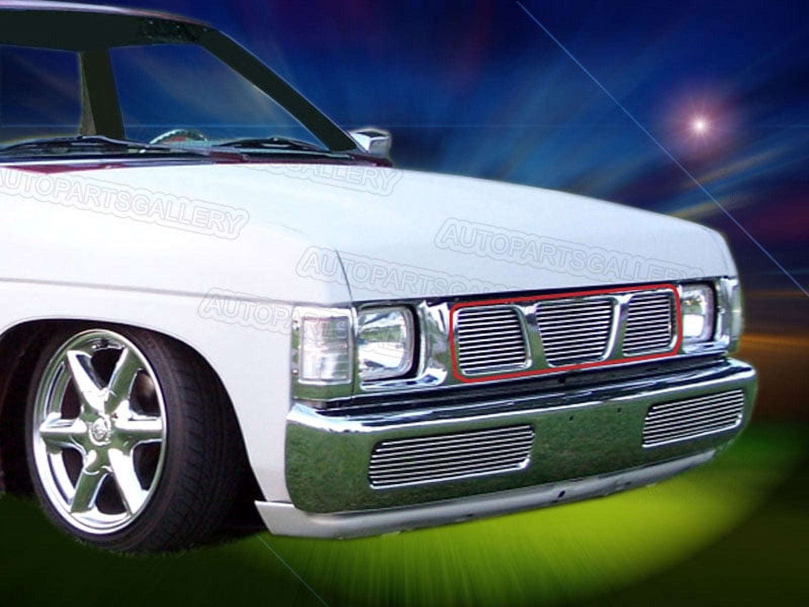 APS Chrome Billet Grille Insert For Nissan Pickup 1986-1997 - Aluminum, Horizontal Channel Design - View #11