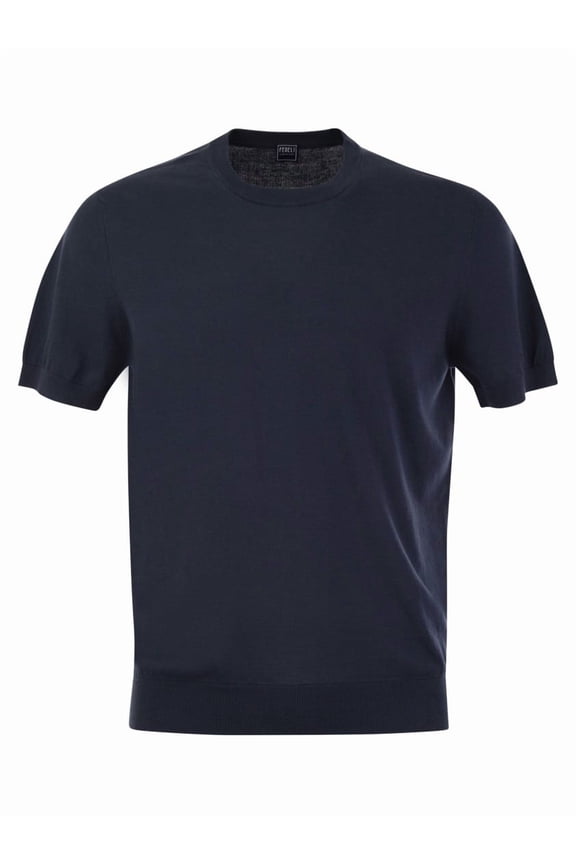 Fedeli Garment-Dyed Black Crew-Neck T-Shirt In Organic Cotton (Men's)