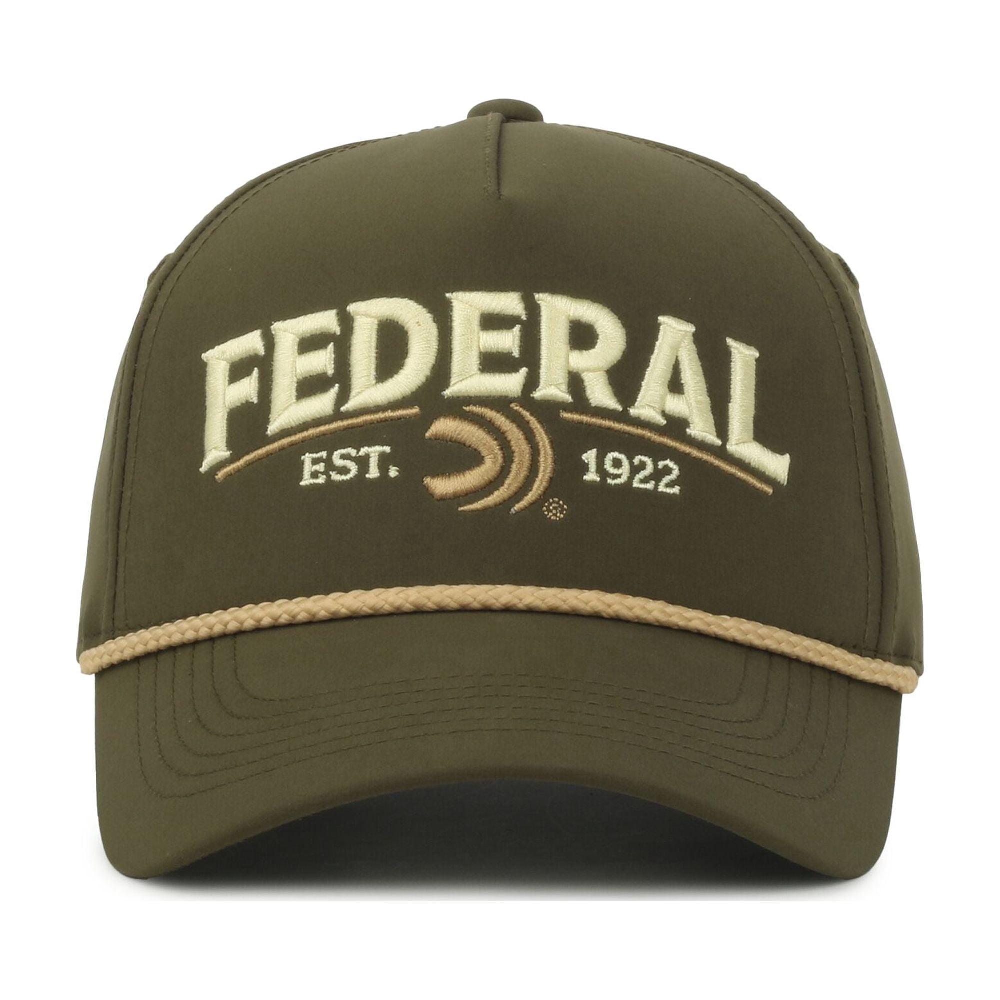 Federal Ammunition Structured 5-Panel Snapback Hat – Embroidered Logo Cap, Olive, One Size