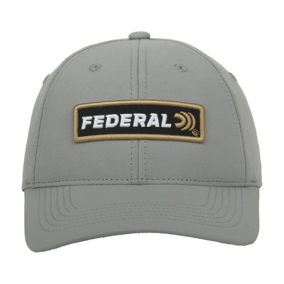 Federal Ammunition Structured 6-Panel Snapback Hat – Embroidered Patch Logo Cap, Grey, One Size