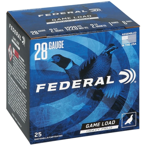 Federal Game Load Upland Hi-Brass, 28 ga, 6 Shot, 2-3/4 in, 1 oz, 1220 fps, 25 Count