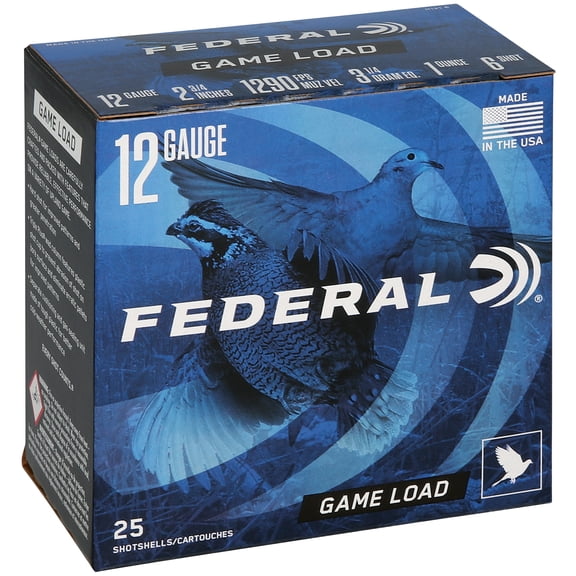 Federal Game Load Upland, 12 ga, 6 Shot, 2-3/4 in, 1 oz, 1290 fps, 25 Count