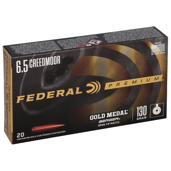 Federal Gold Medal Berger, 6.5 Creedmoor, 130 gr, Berger AR Hybrid OTM, 2875 fps, 20 Count