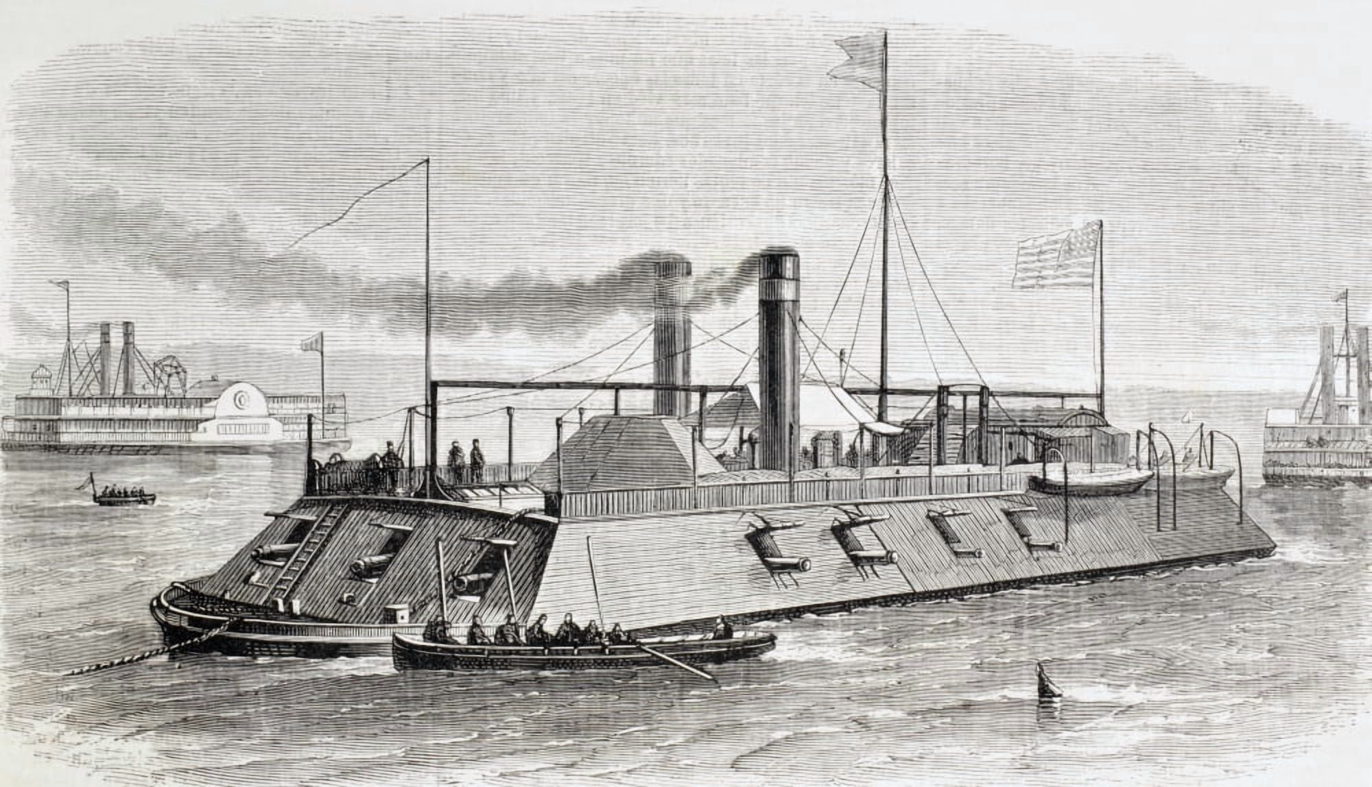 Federal Gunboat Used During The Naval Battle Of Memphis Tennessee June 6 1862 From El Museo Universal Published Madrid 1862 Canvas Art - Ken Welsh Design Pics (19 x 11)