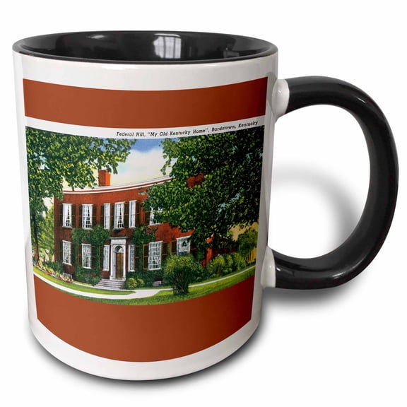 3drose, Federal Hill My Old Kentucky Home, Bardstown, Kentucky, 11oz Two-tone Black Mug
