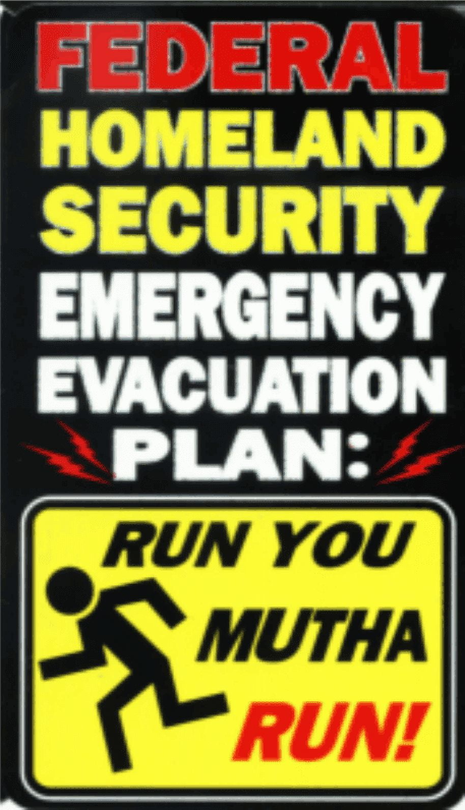 Federal Homeland Security Emergency Evacuation Plan Sticker 5 1/2" x 4 1/4"