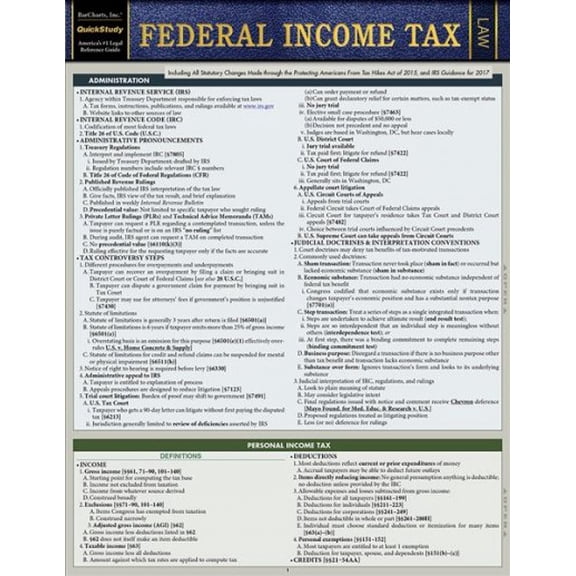 Pre-Owned Federal Income Tax: a QuickStudy Legal Reference Guide (BAR Exam) Paperback