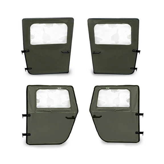 Federal Military Parts New Military Canvas Doors, Set of 4 (2 Front + 2 Rear) Compatible with HUMVEE, Green, Includes Handles and Hinges