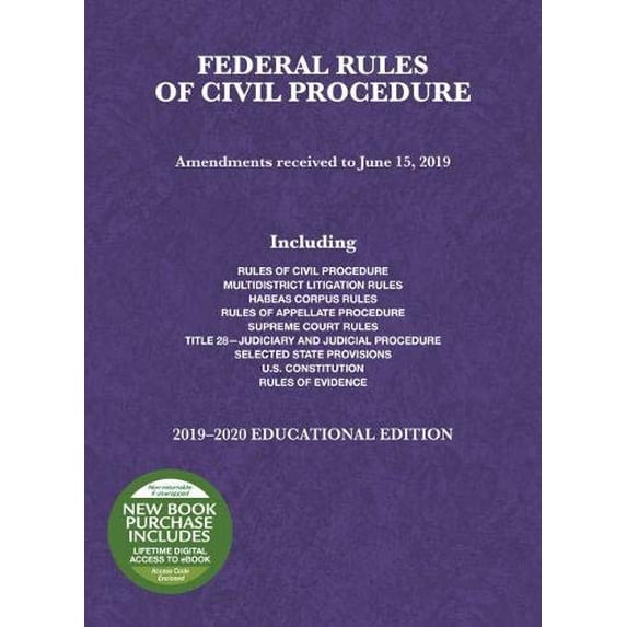 Pre-Owned Federal Rules of Civil Procedure, Educational Edition, 2019-2020 (Selected Statutes) (Paperback) 1684672244 9781684672240