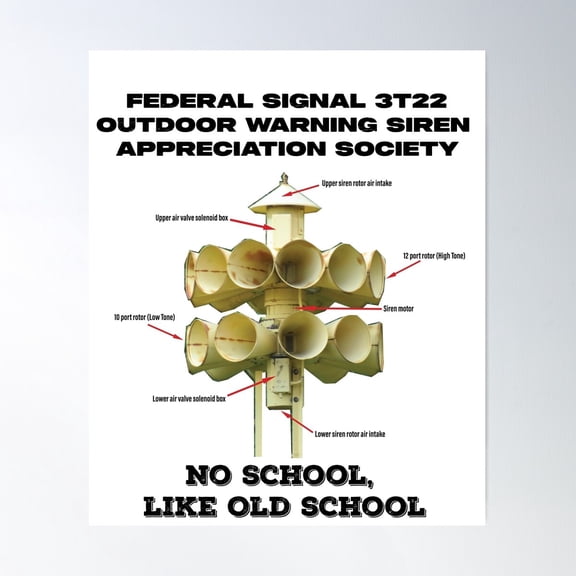 Federal Signal 3T22 Outdoor Warning Siren Appreciation Society Poster Wall Art, Modern Wall Decor For Living Room Bedroom, 12x18 UNFRAMED