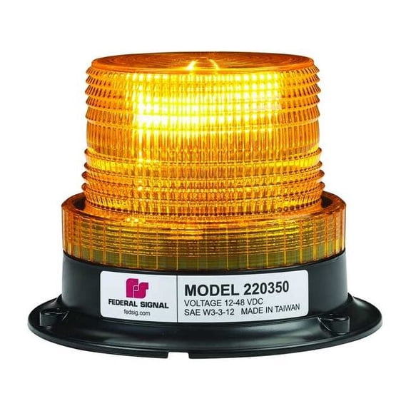 Federal Signal Beacon Light, Pipe/Permanent, 5-7/64 in. H 220350-02