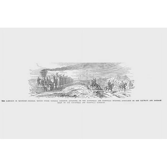 Federal Troops Under Johnston on Louisville & Nashville Turnpike overtaken by Supply Train Poster Print by Frank Leslie (18 x 24)