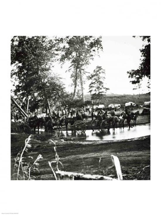 Federal battery fording a tributary of the river Rappahannock on battle day Canvas Art - (18 x 24)